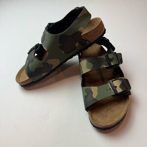 Birkenstock ‘Milano’ Kids Leather Camo Sandals